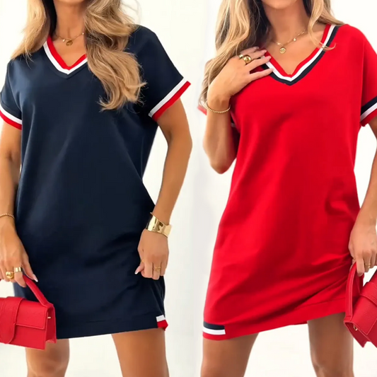 ⏳Time-Limited Special⏰Women's Striped Splicing Dress – Retro Vibes, Modern Comfort